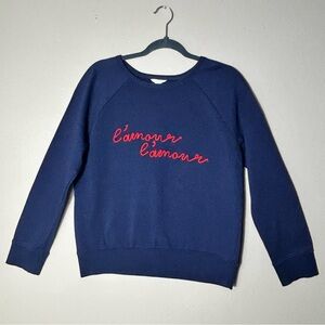 Caslon Navy Sweater with Red Script